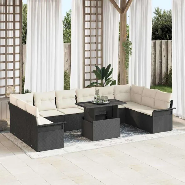 vidaXL Tuin Sofa Set 11 st Zwart Poly riet, foto 2