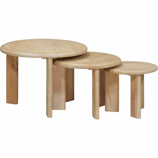 vidaXL Nest Koffietafels 3 st Zwart Ø 54 x 40 cm Massief Mango Hout