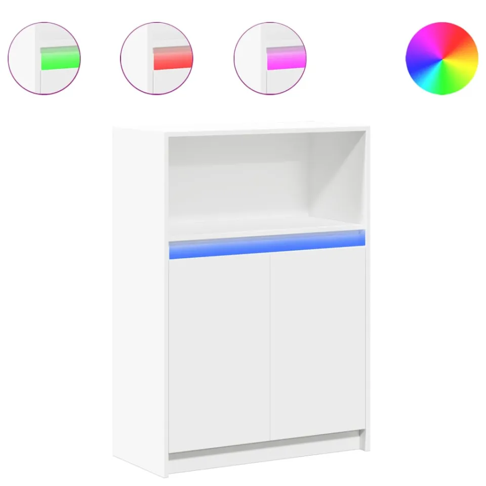vidaXL Dressoir met LED 72x34x100 cm bewerkt hout wit, foto 3