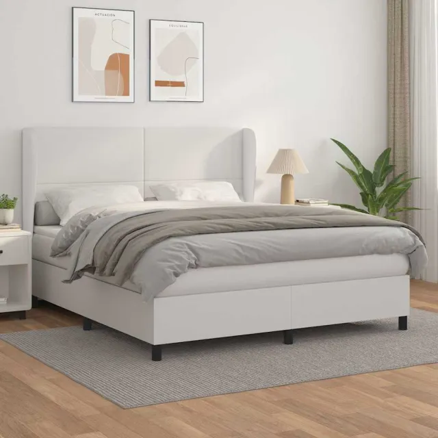 vidaXL Boxspring met matras kunstleer wit 160x200 cm