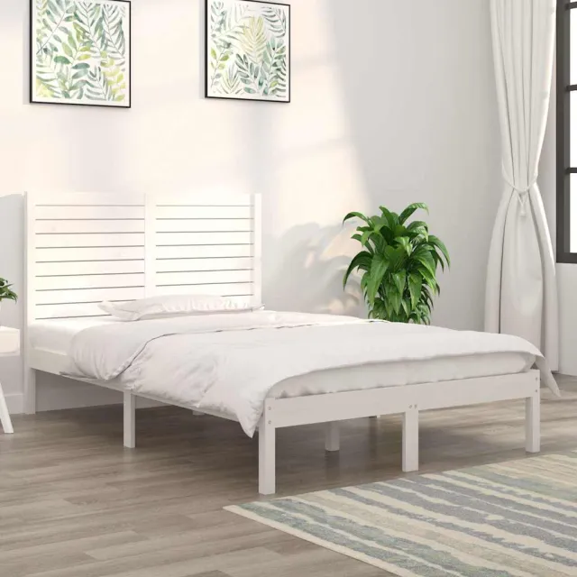vidaXL Bedframe massief hout wit 135x190 cm