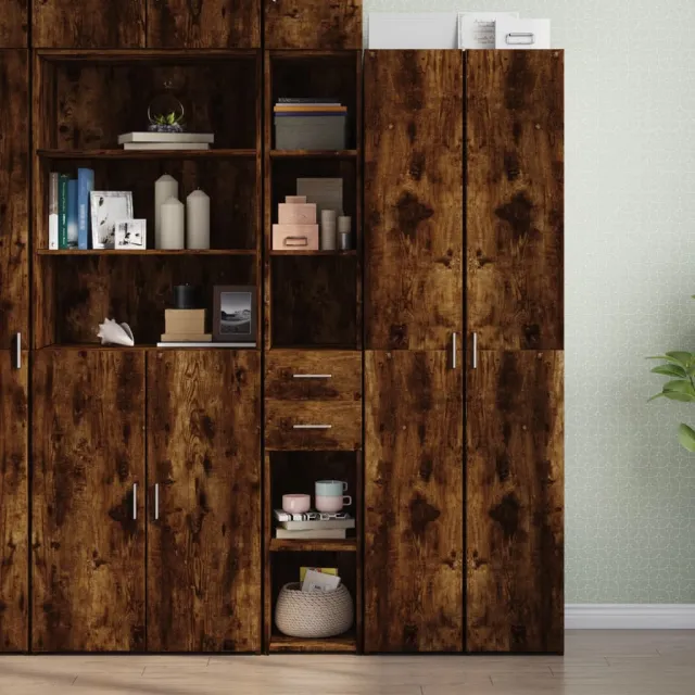 vidaXL Hoge kast 30x42,5x185 cm bewerkt hout gerookt eikenkleurig Bruin