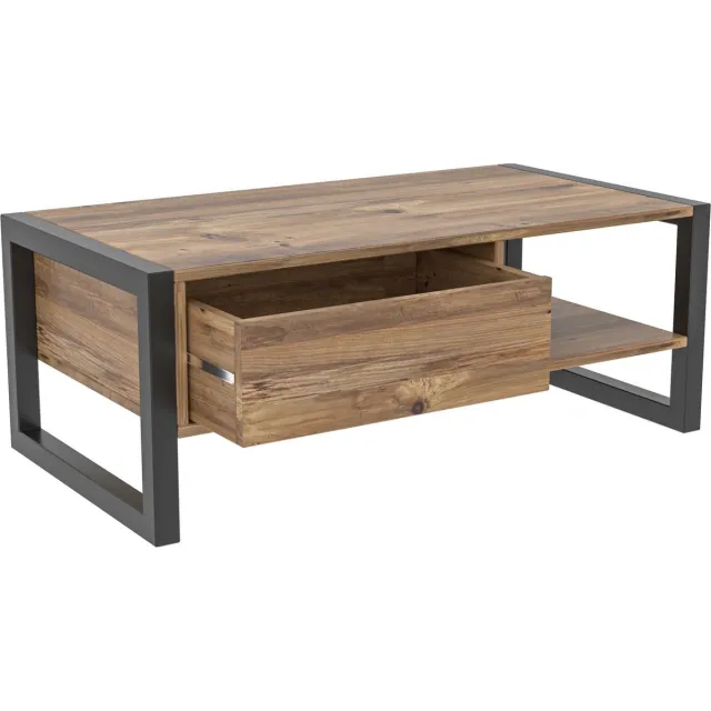 Skye Decor Stijlvolle Salontafel - Zwart & Eiken Design - 105x40x55cm - Duurzaam Melamine Materiaal Bruin