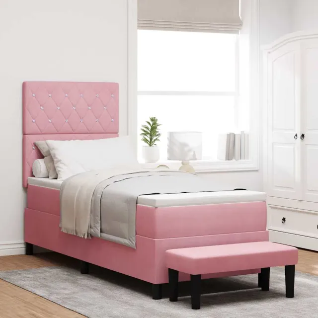 vidaXL Boxspring bed met hoofdeinde Roze 200 x 80 cm Fluweel