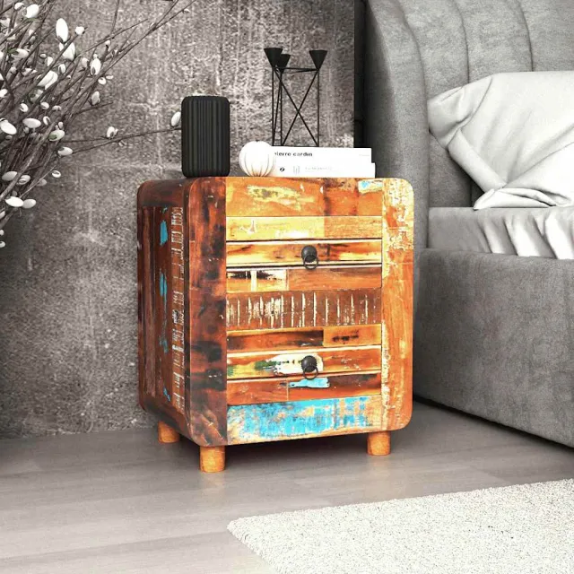 vidaXL Nachtkastje 43x33x51 cm massief gerecycled hout bruin, foto 2
