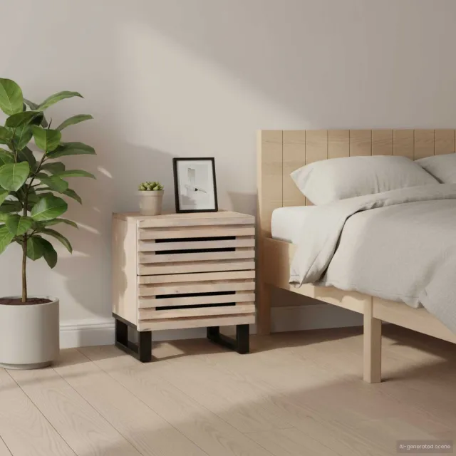 vidaXL Nachtkastjes 2 st 40x34x46 cm massief gebleekt mangohout bruin, foto 2