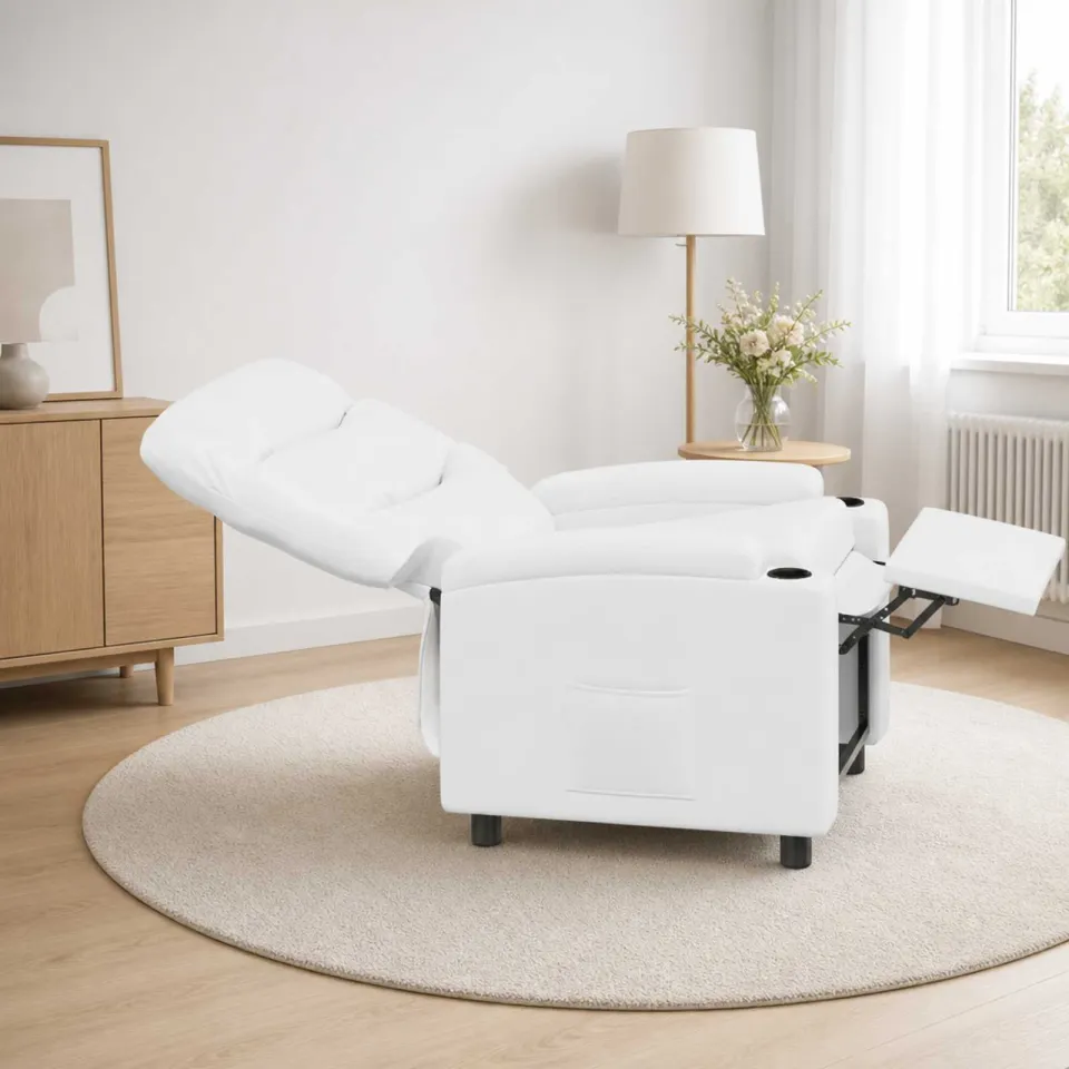 vidaXL Ligstoel Wit 75 x 93 x 102 cm Stof, foto 3