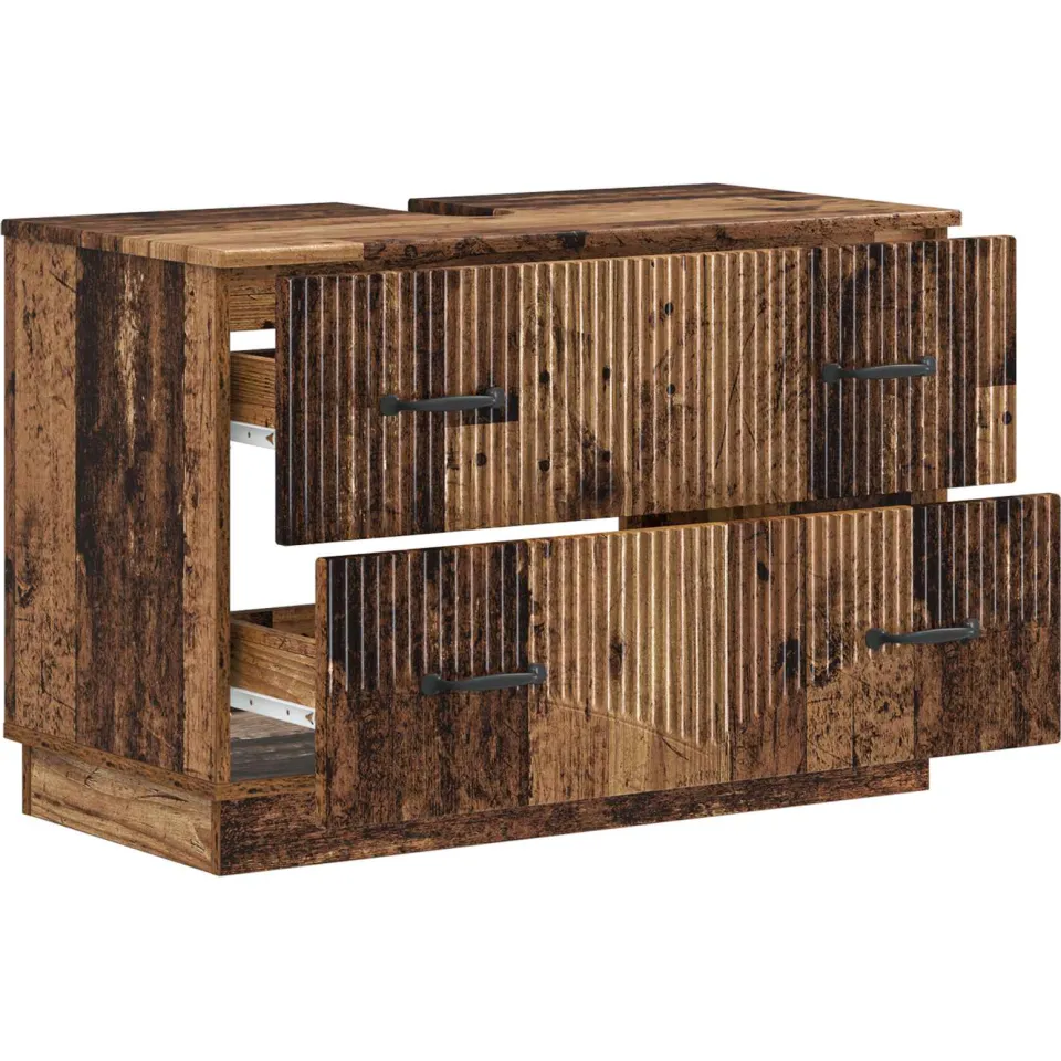vidaXL Badkamer wastafelkast HOORN Oud hout 82 x 41 x 56 cm Bruin