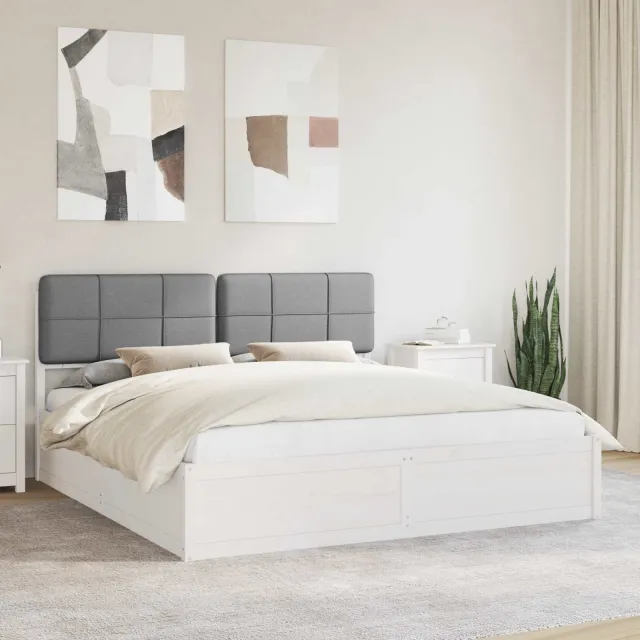 vidaXL Bedframe met Gevoerd Hoofdgedeelte Lichtgrijs 180 x 200 cm
