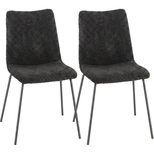 Homcom Eetkamerstoel - Fluweel (100% polyester) - 45 x 57 x 89 cm - Donkergrijs
