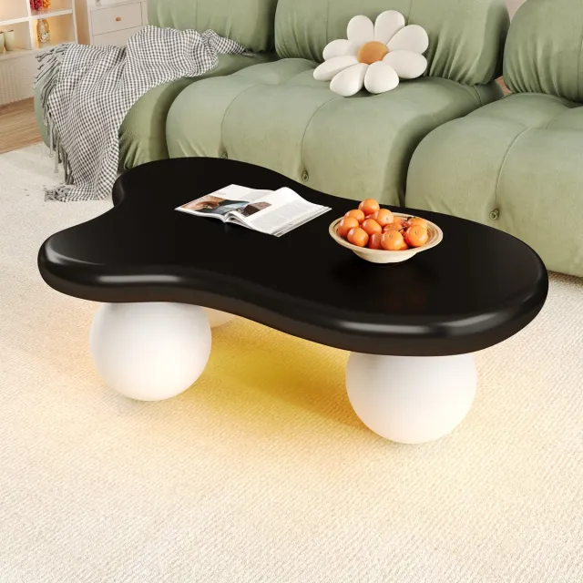 REDOM Salontafel 95x62,5x32 cm van MDF, wolkenvorm met 16-kleur LED, Scandinavisch speels design Wit