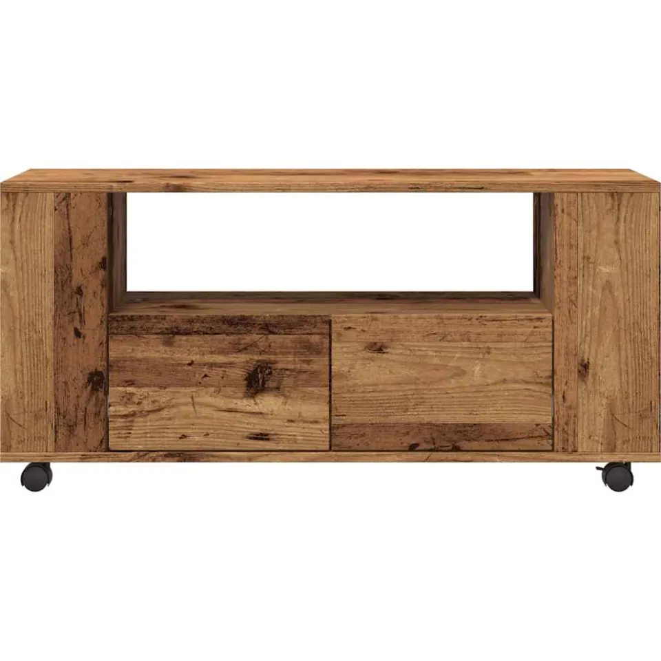 vidaXL Tv-meubel met wielen 102x34,5x43 cm bewerkt hout oud hout bruin, foto 4