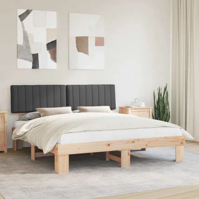vidaXL Bedframe met Gevoerd Hoofdgedeelte Donkergrijs 180 x 200 cm
