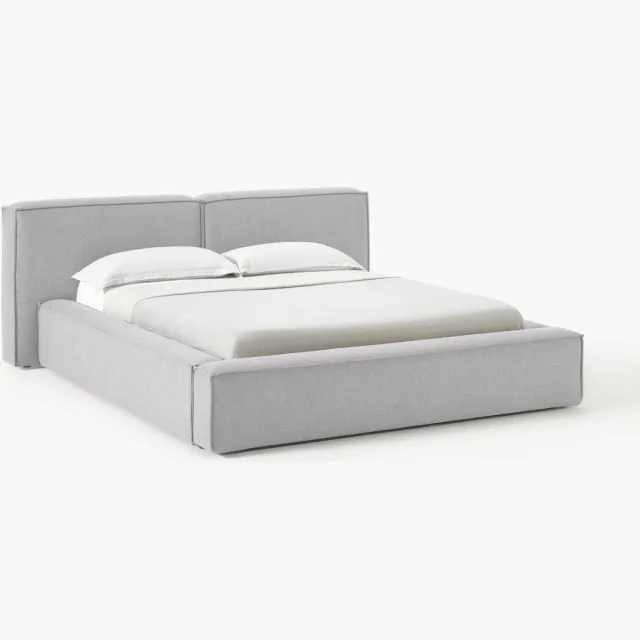 Westwing Collection Gestoffeerd bed Lennon met opbergruimte Grijs