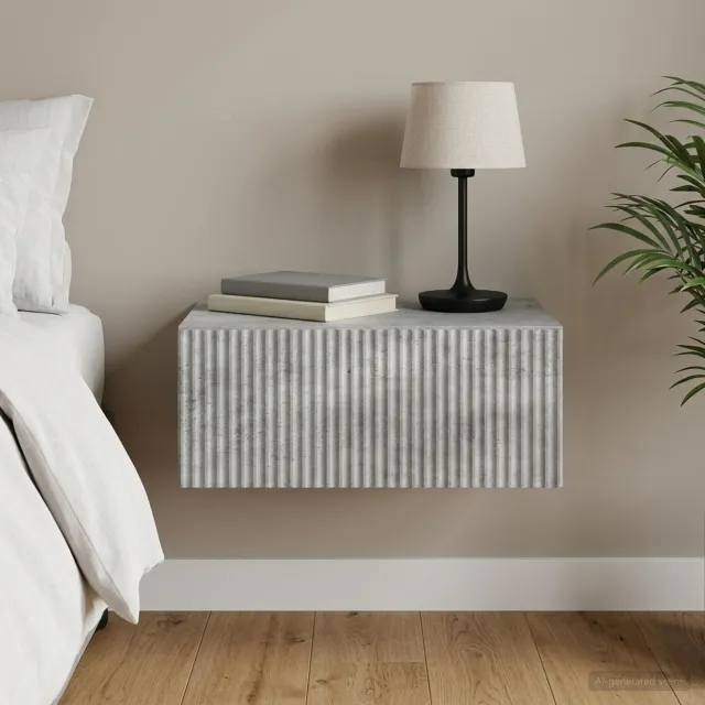 vidaXL Wandbeugel Bedkast Betongrijs 49 x 34,5 x 20 cm Bewerkt hout grijs, foto 2