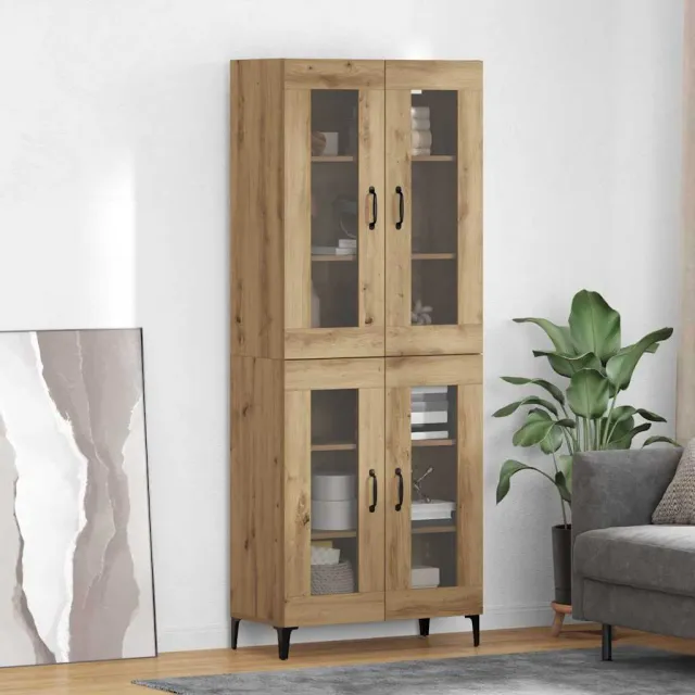 vidaXL Highboard Artisan Eiken 69,5 x 34 x 180 cm Bewerkt hout, foto 2
