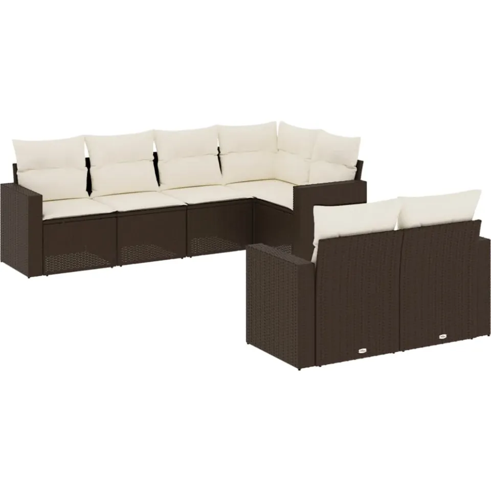 vidaXL 7-delige Loungeset met kussens poly rattan bruin, foto 3