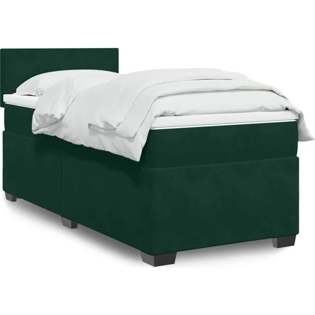 vidaXL Boxspring met matras fluweel donkergroen 90x190 cm groen