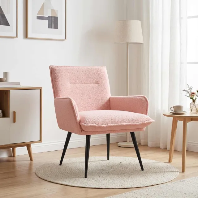 vidaXL Fauteuil Roze Bouclé