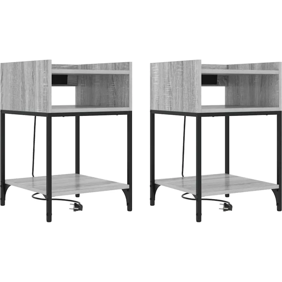 vidaXL Nachtkastje 2 st Grijs Sonoma 40 x 40 x 61 cm Bewerkt hout, foto 3