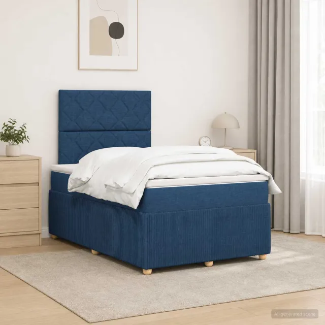 vidaXL Boxspringbed met matras met hoofdeinde Blauw 120 x 200 cm Stof