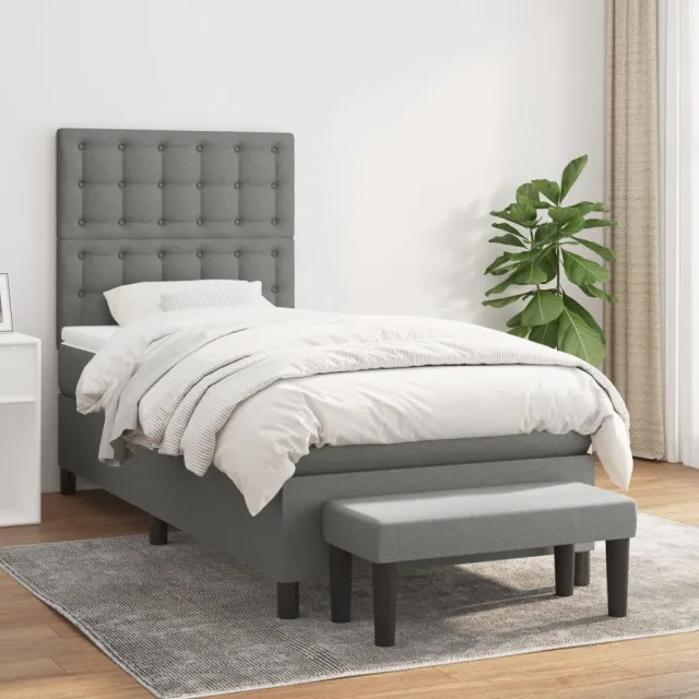 vidaXL Boxspring met matras stof donkergrijs 90x190 cm grijs