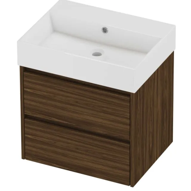 Proline Zara Badmeubelset Porselein Loft 60x46x65 cm Glans Wit Cabana Oak Eiken
