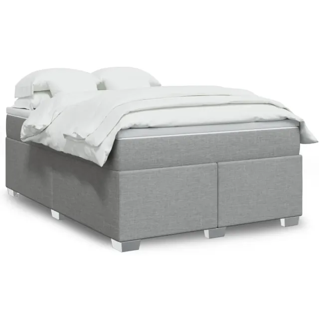 vidaXL Boxspring met matras stof lichtgrijs 140x200 cm grijs