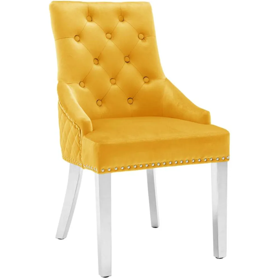 vidaXL Eetkamerstoelen 2 st fluweel geel, foto 2
