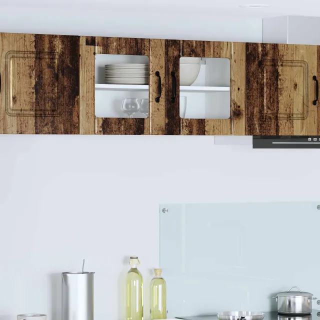 vidaXL Wandglas cabinet LUCCA Oud hout 80 x 31 x 40 cm Bewerkt hout Bruin