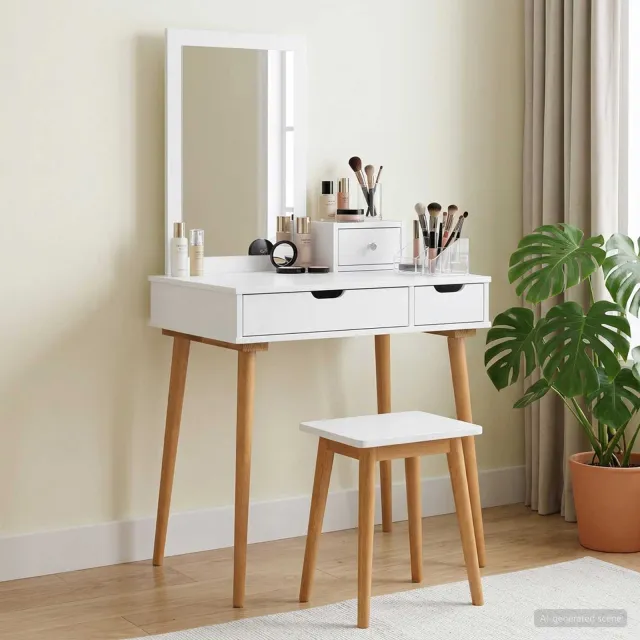 vidaXL Toilettafel Set FAUSKE 3 st Wit 76 x 50 x 143 cm
