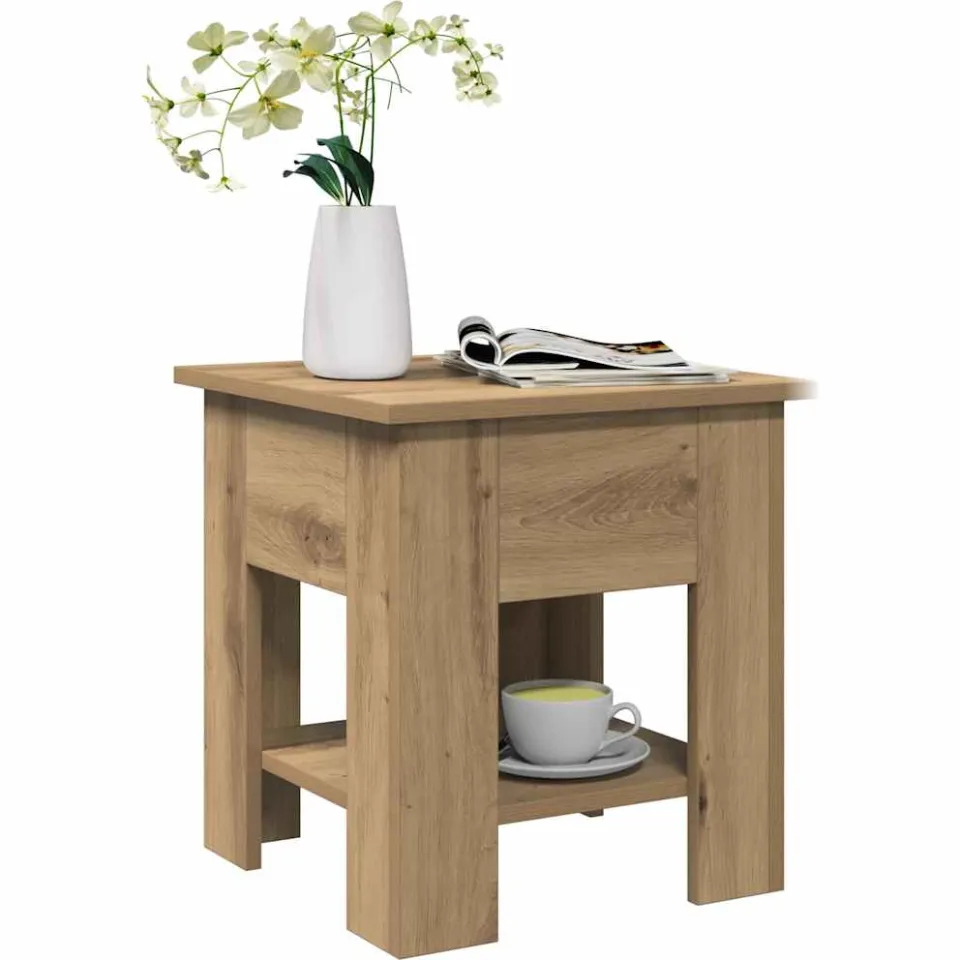 vidaXL Salontafel 40x40x42 cm bewerkt hout artisanaal eikenkleur, foto 3