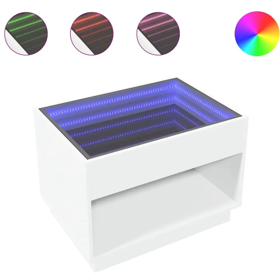 vidaXL Salontafel met Infinity LED 70x50x50 cm wit, foto 3
