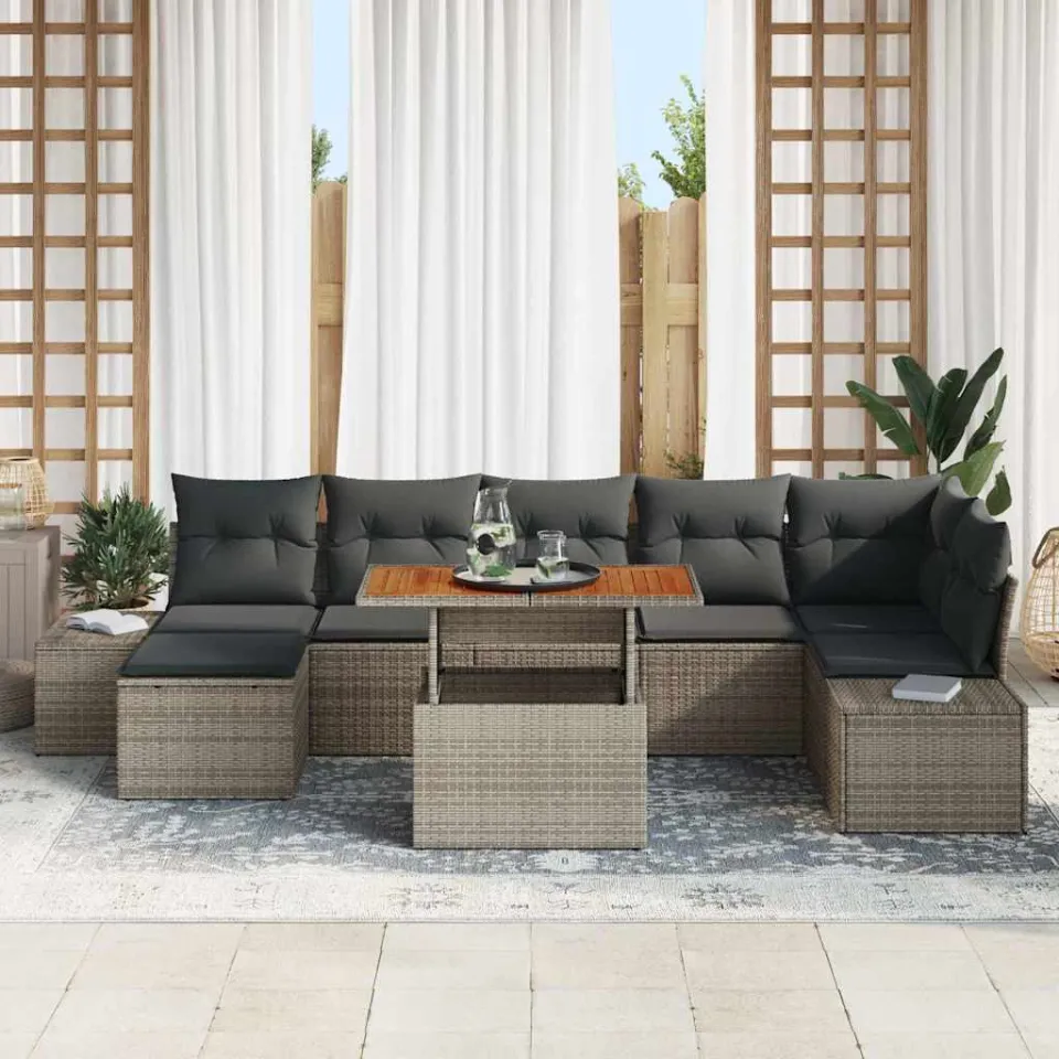 vidaXL Tuin Sofa Set 8 st Grijs en Bruin, foto 3