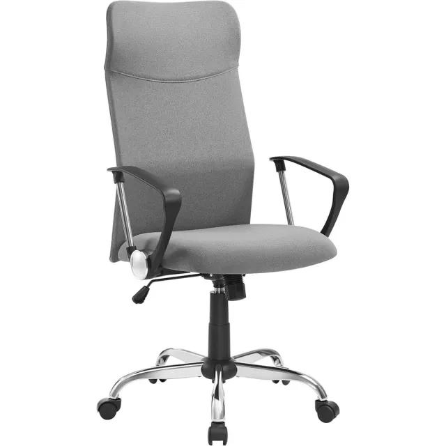 FurnStar Ergonomische Bureaustoel – Draaistoel met Gevoerde Zitting – In Hoogte Verstelbaar & Kantelbaar – Tot 120 kg – Grijs