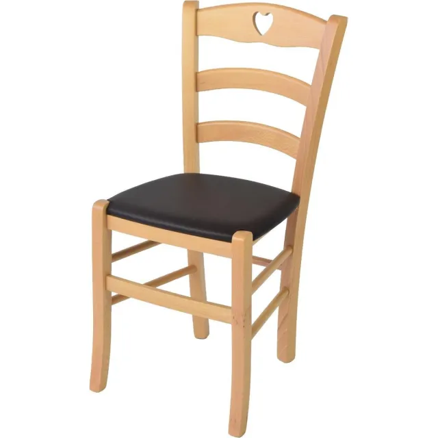 t m c s Tommychairs Cuore - Eetkamerstoel - 1 Stuk - Naturel - Kunstleer & Hout
