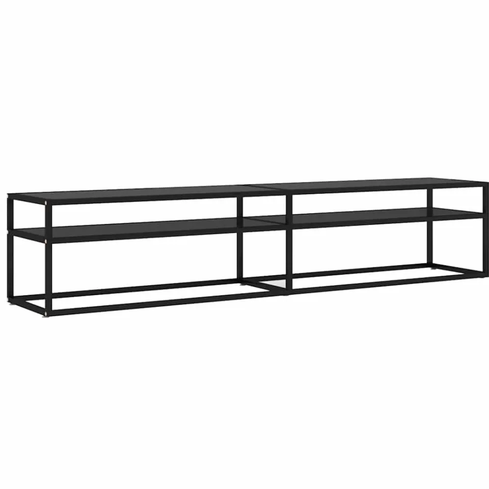 vidaXL Tv-meubel 200x40x40,5 cm gehard glas zwart, foto 3