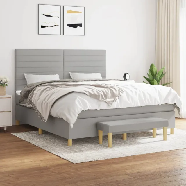 vidaXL Boxspring met matras stof lichtgrijs 160x200 cm grijs