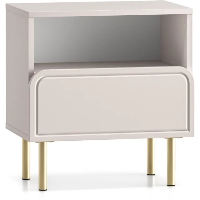 Selsey Loppa – Nachtkastje met lade en open vak, kasjmierbeige, 50 cm