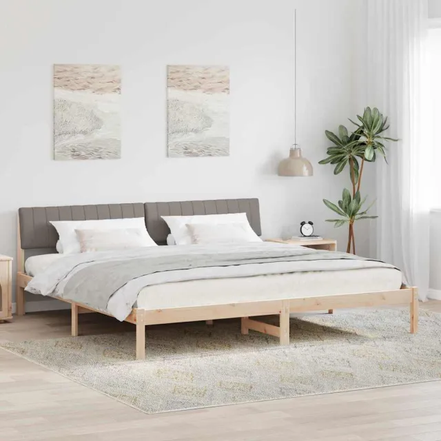 vidaXL Bedframe Bruin en taupe 200 x 200 cm Massief grenenhout