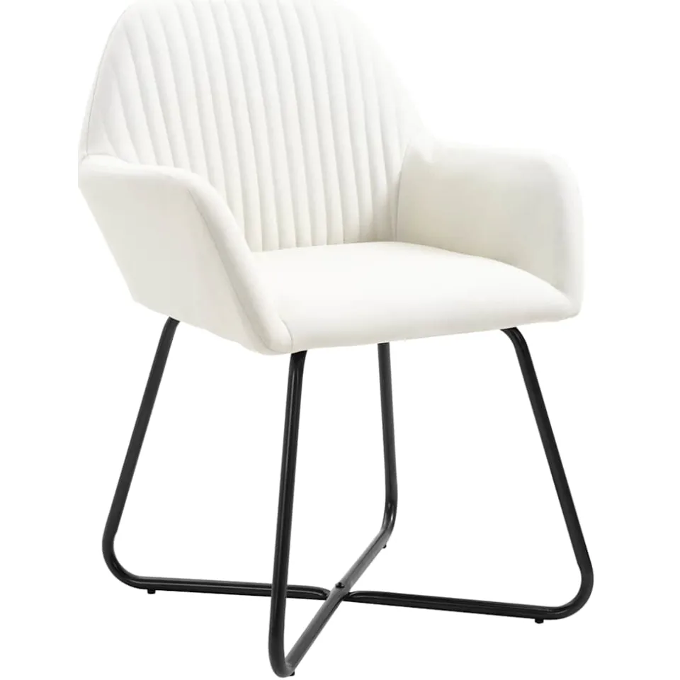 vidaXL Eetkamerstoelen 6 st stof crèmekleurig, foto 2