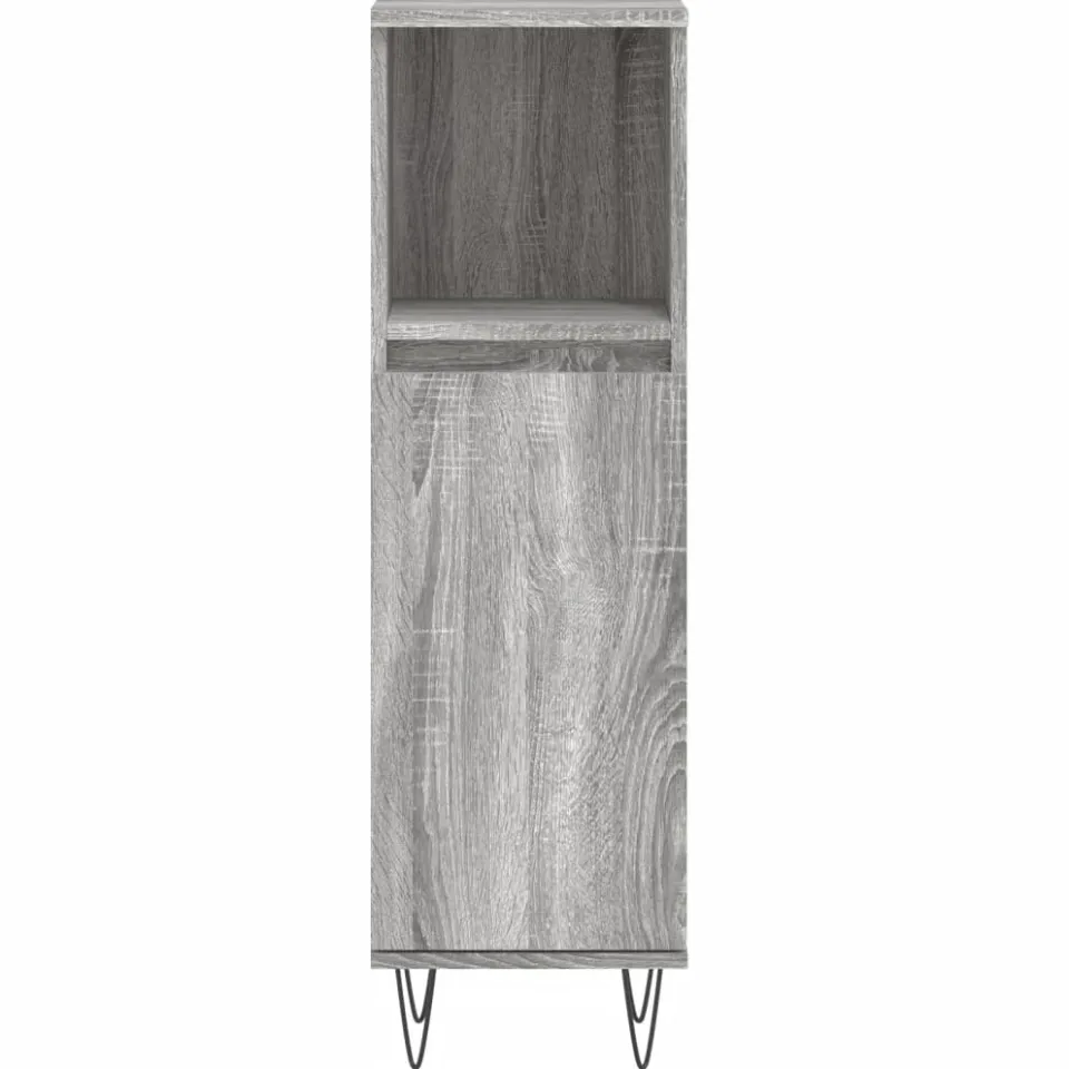 vidaXL Badkamerkast 30x30x100 cm bewerkt hout grijs sonoma eikenkleur
