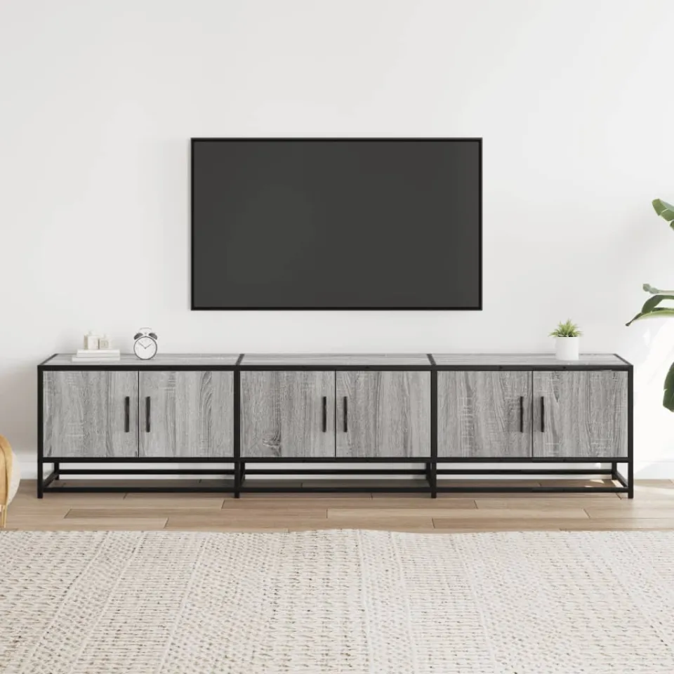 vidaXL Tv-meubel 180x35x41 cm bewerkt hout grijs sonoma eikenkleurig, foto 2