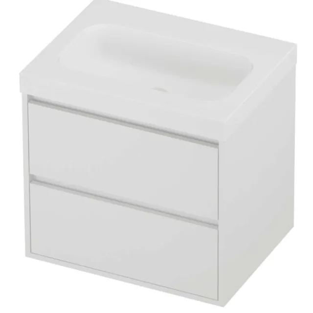 Proline Haga Badmeubelset Polystone Mezza Zonder Kraangat Greeploos 60x46x58 cm Mat Wit Mat White