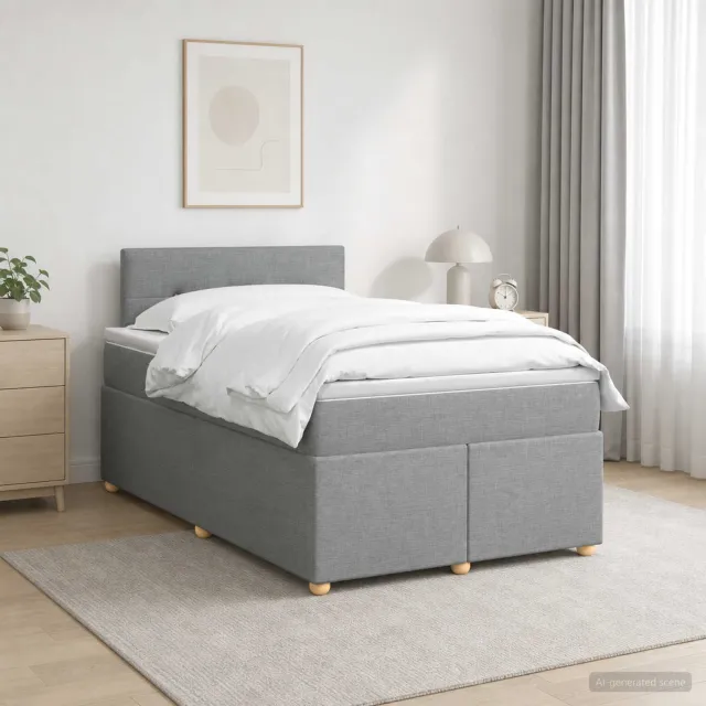 vidaXL Boxspringbed met matras Lichtgrijs 120 x 200 cm Stof