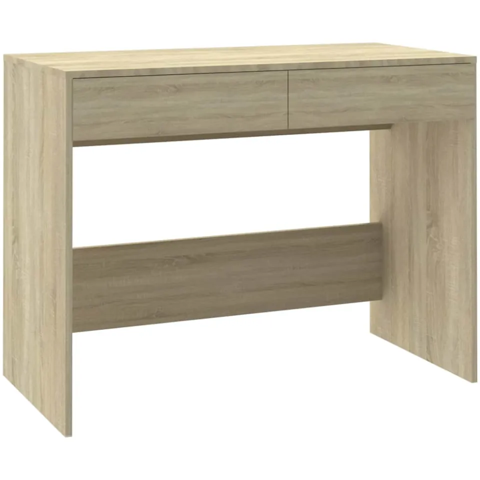 vidaXL Bureau 101x50x76,5 cm bewerkt hout sonoma eikenkleurig Beige
