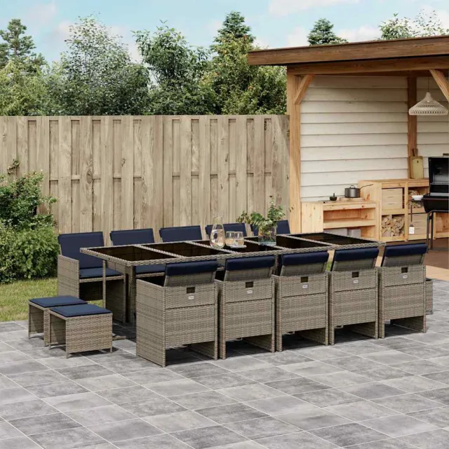 vidaXL 15-delige tuinset met kussens, grijs polyrotan, foto 2