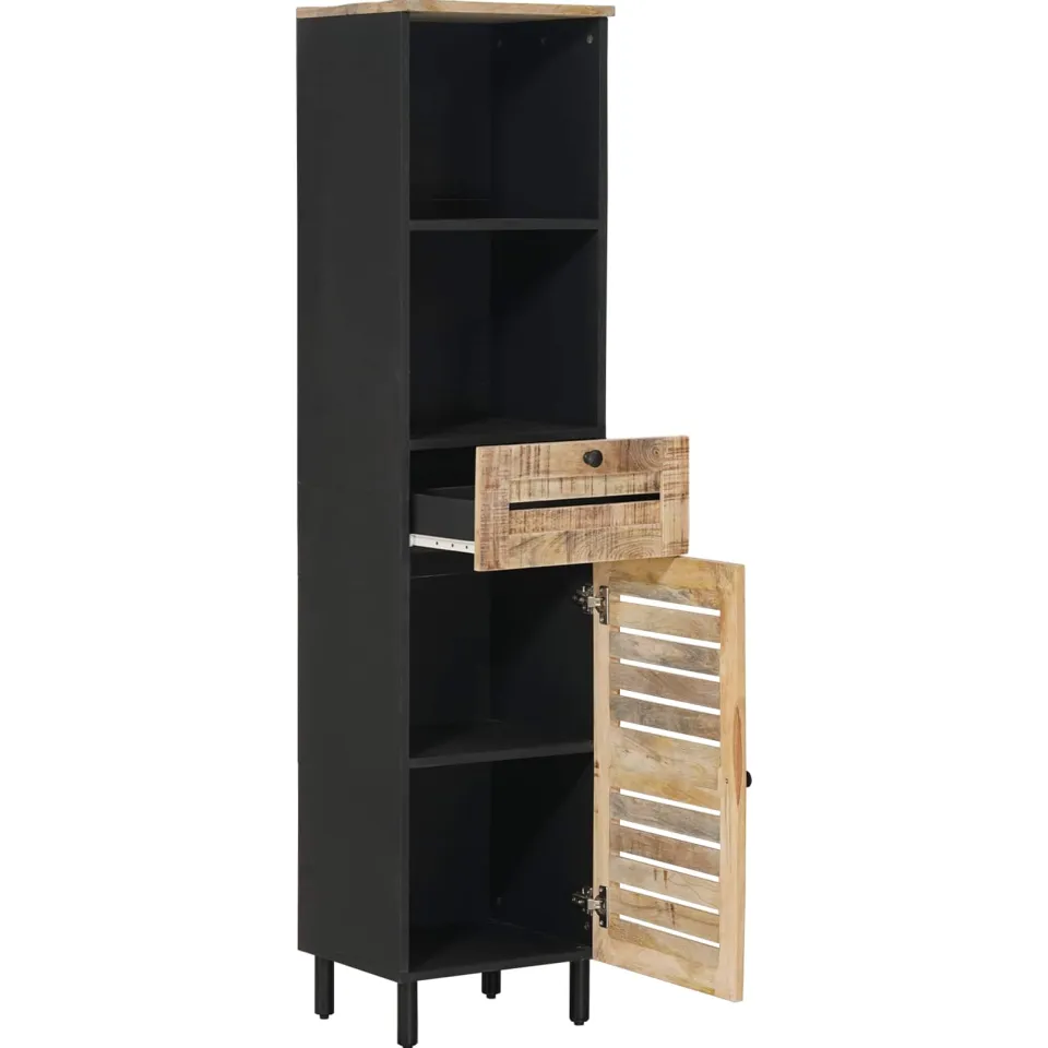 vidaXL Badkamerkast Bruin en zwart 38 x 33,5 x 160 cm, foto 2