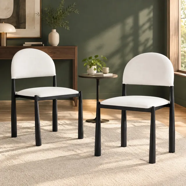 CHICFURN Eetkamerstoel - Gewatteerd - Metalen poten - Wit