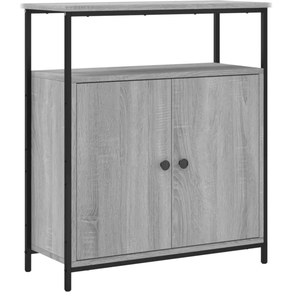 vidaXL Dressoir 70x30x80 cm bewerkt hout grijs sonoma, foto 3